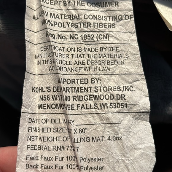 Sonoma faux mink feel light blue throw blanket with mink brown lining - Picture 4 of 4